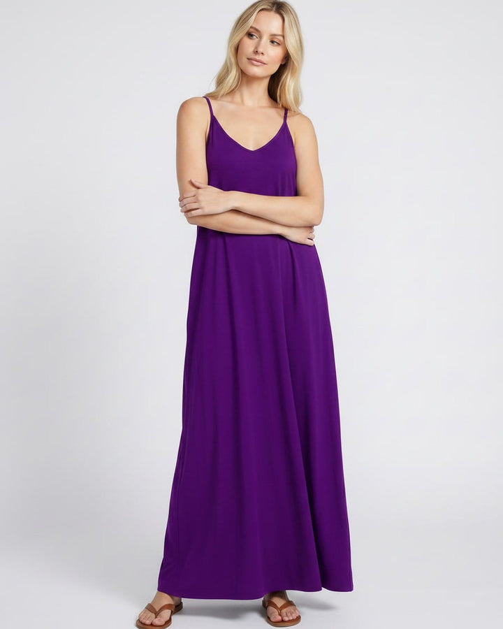 Vestido veraniego sin mangas con escote V y bolsillos, perfecto para mujer.