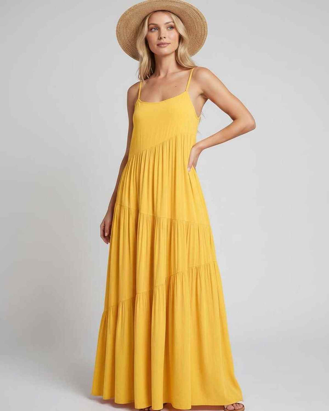 Vestido maxi sin mangas, elegante y chic para eventos de verano.
