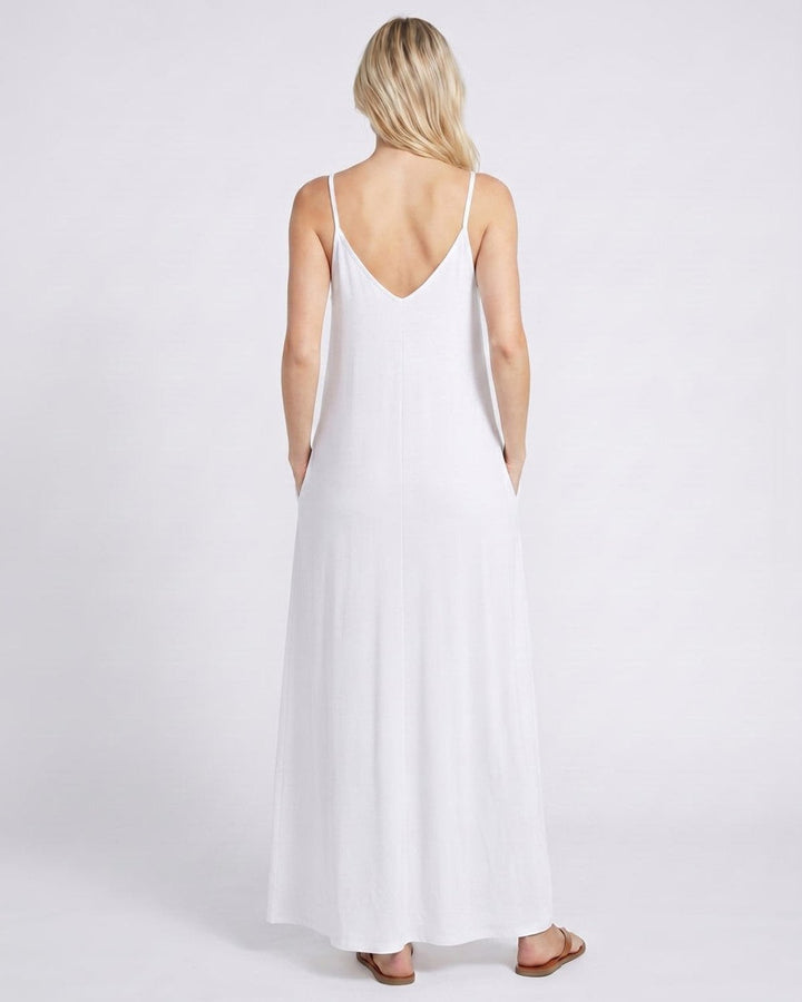 Vestido casual veraniego con escote V, bolsillos, largo, perfecto para mujer.