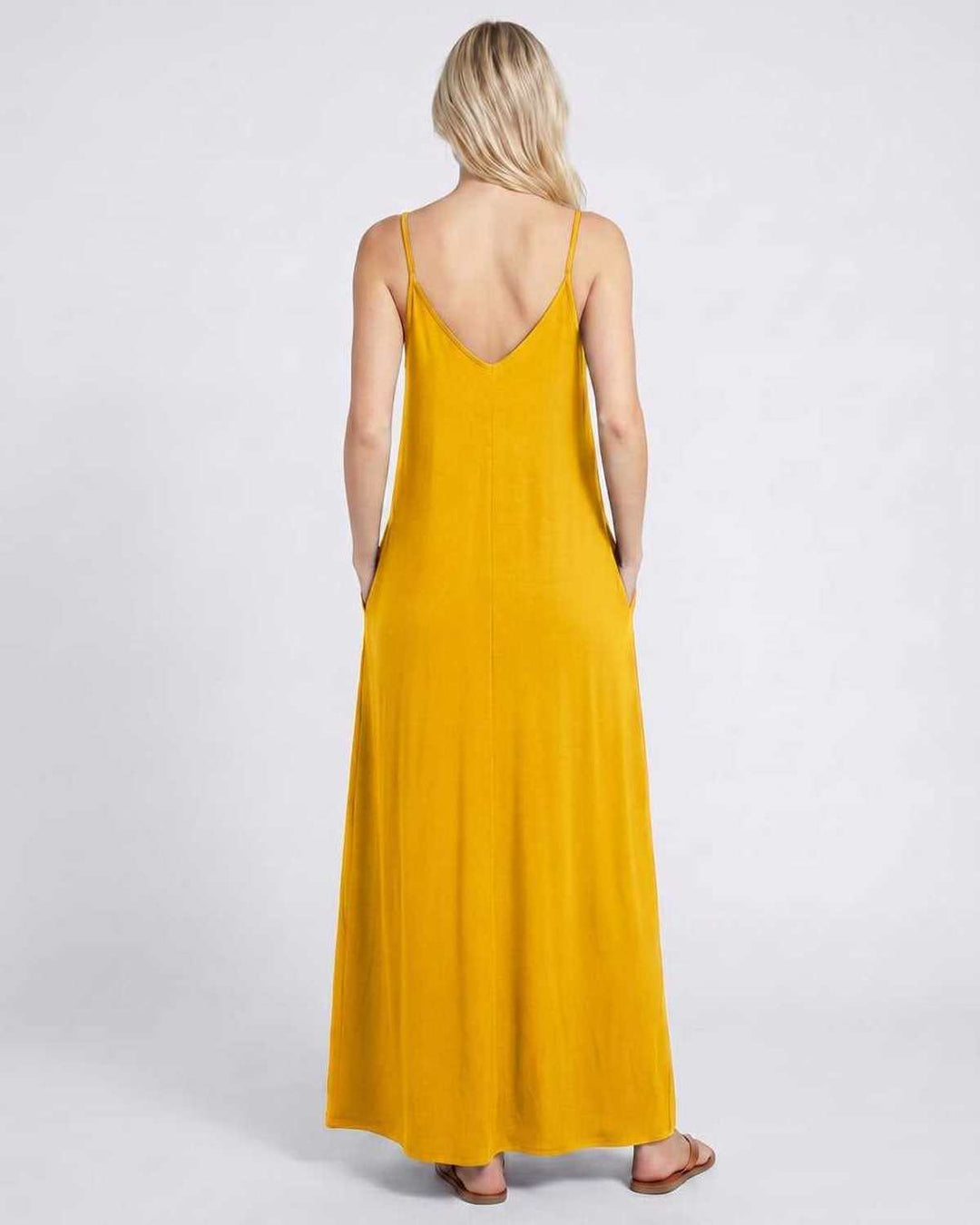 Vestido de playa maxi con escote V, bolsillos y ligero, ideal para mujer.