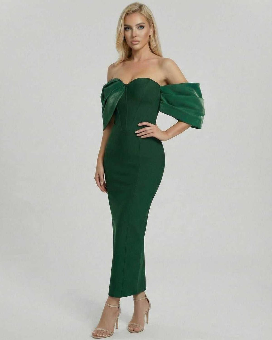 Vestido midi de noche para mujer, Verona, silueta esculpida, perfecto para eventos formales.