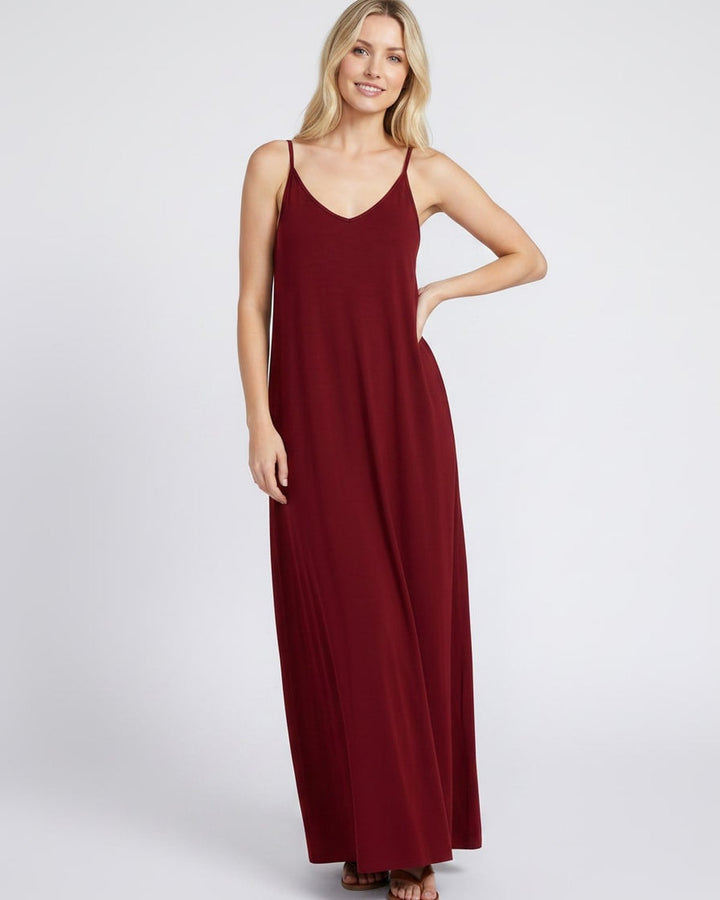 Vestido de mujer para verano: largo, casual, escote V, bolsillos, muy versátil.