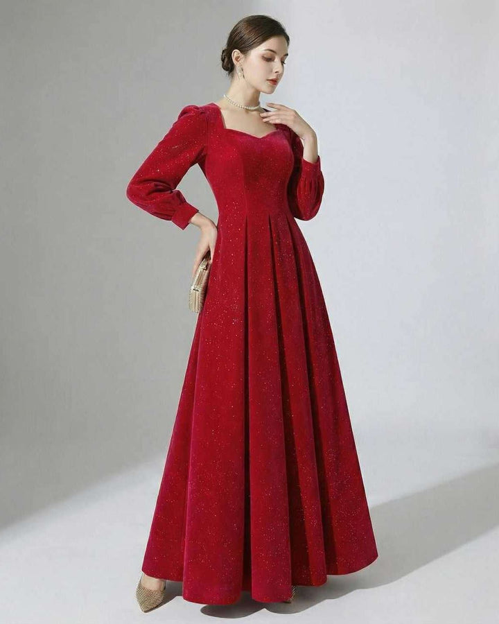 Vestido maxi blanco para mujer, elegante y formal, con manga abullonada, perfecto para eventos de noche.