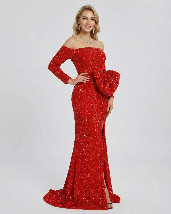 Vestido maxi de lentejuelas para mujer, largo y formal, perfecto para cualquier gala elegante.