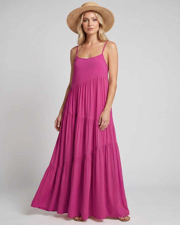 Vestido de vacaciones, maxi y cómodo, estilo resort.