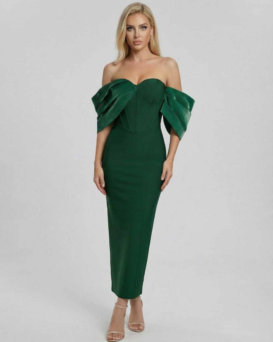 Vestido midi Verona esculpido para mujer, elegancia moderna, perfecto para cualquier evento formal.