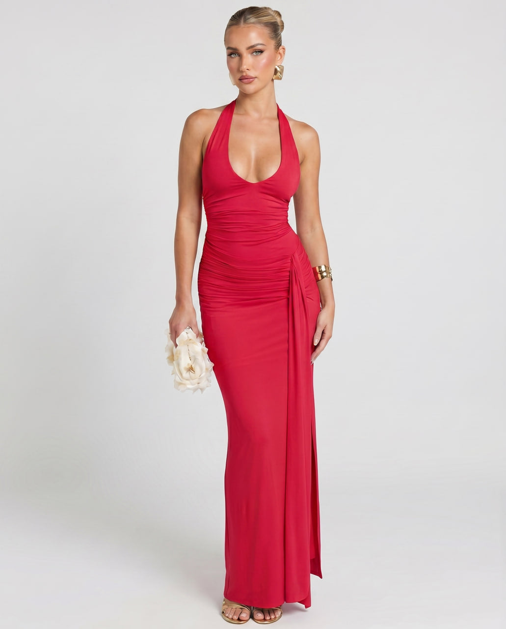 Vestido de mujer Solvienne, maxi, sin mangas, con escote V para un look sofisticado.