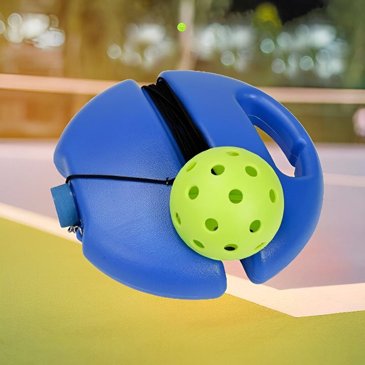 Entrenador de pickleball luminoso para practicar golpeo y mejorar coordinación en casa o al aire libre.