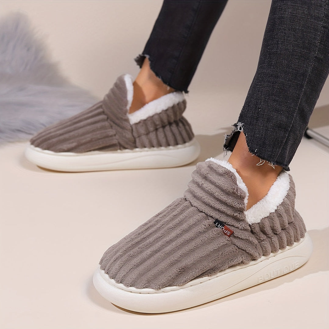 Zapatillas de felpa para mujer, suela antideslizante, confort y calor para tu hogar.