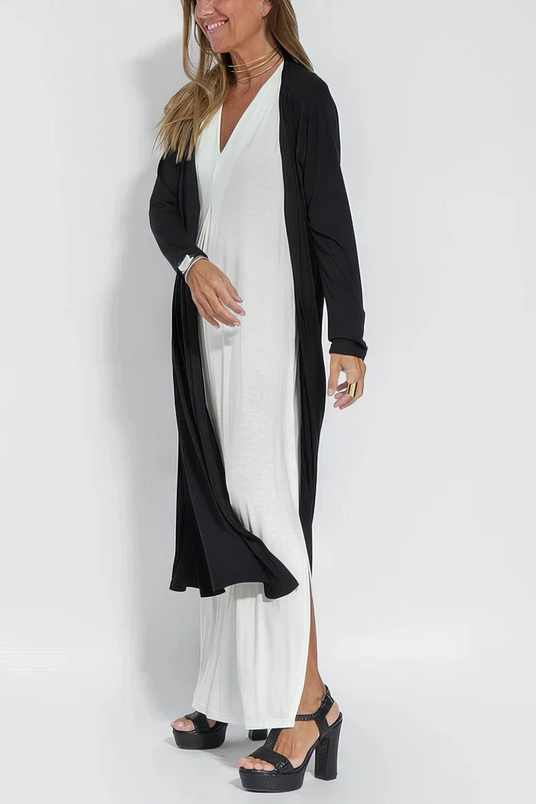 Vestido maxi talla grande para mujer, diseño sin mangas, escote V, elegante y perfecto para el día.