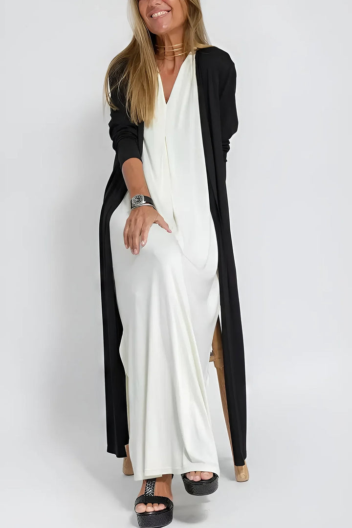 Cómodo vestido casual sin mangas con cuello V, talla grande, maxi y versátil para el día a día.
