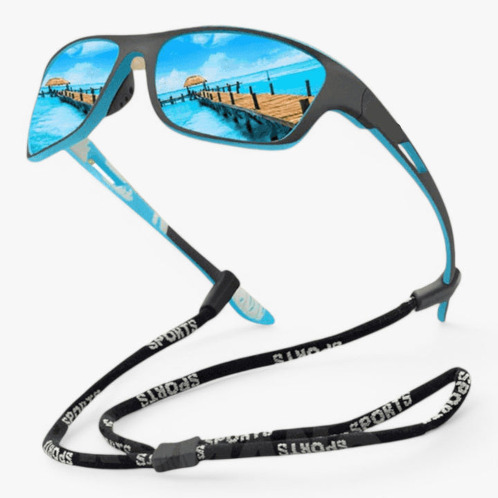 Gafas de sol ligeras y resistentes para senderismo y aventura, con lentes polarizadas de doble protección.