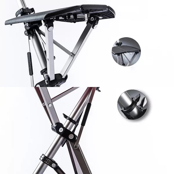 Bastón con asiento plegable: un soporte robusto para caminar y un cómodo asiento para descansar.