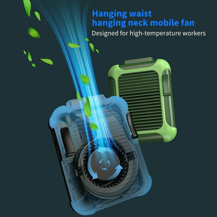 Ventilador personal para la cintura, recargable USB, para frescura continua. Compacto y ligero para el exterior.