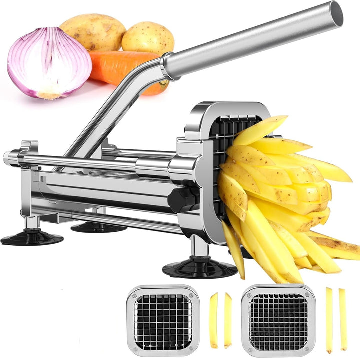 Cuchillas de acero inoxidable de alta calidad para cortador de papas, ideales para diferentes cortes de verduras.