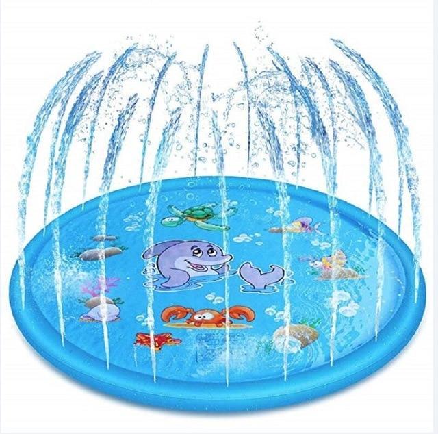 Juego acuático sensorial con fuente de agua para niños, perfecto para refrescarse y chapotear en verano.