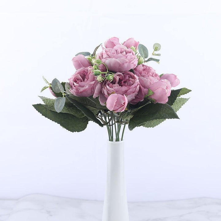 Juego de 9 peonías artificiales de seda de 30 cm, ideal para crear impresionantes centros de mesa.