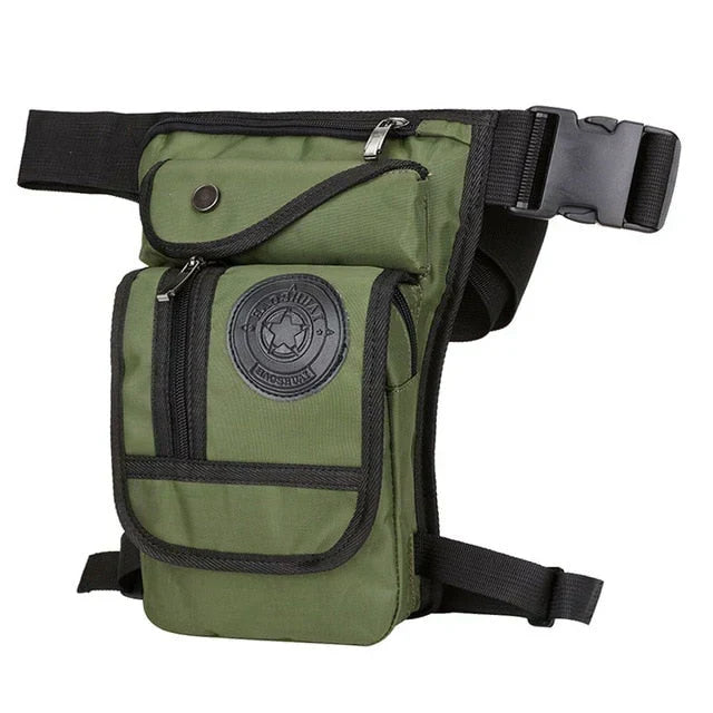 Bolsa de pierna unisex para ciclistas, ideal para llevar objetos esenciales con comodidad y fácil acceso durante viajes.
