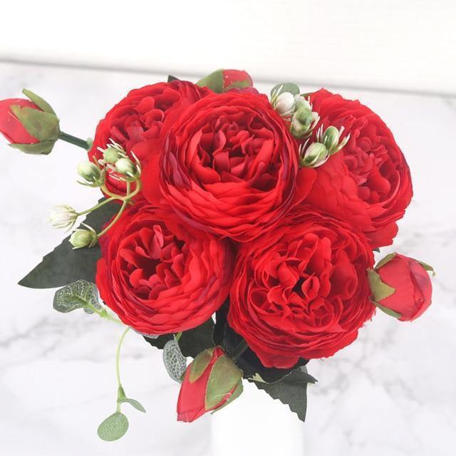 Decoración con peonías de seda artificial de 30 cm, 9 piezas, perfecta para eventos y el hogar.