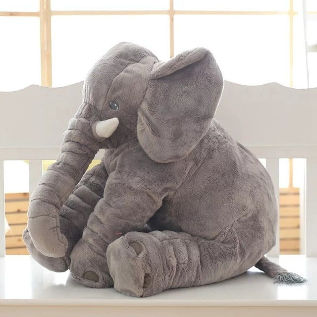 Almohada infantil elefante gris, suave, ideal para siestas cómodas y juegos divertidos.