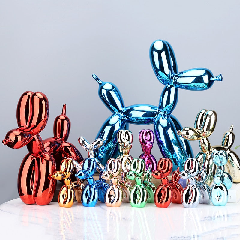 Perro globo metálico, diseño moderno y sofisticado. Ideal como regalo decorativo.