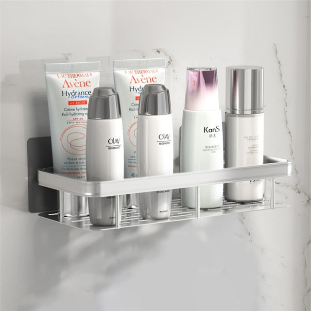 Almacenamiento de baño con ventosas, estante organizador negro para una ducha organizada y funcional.