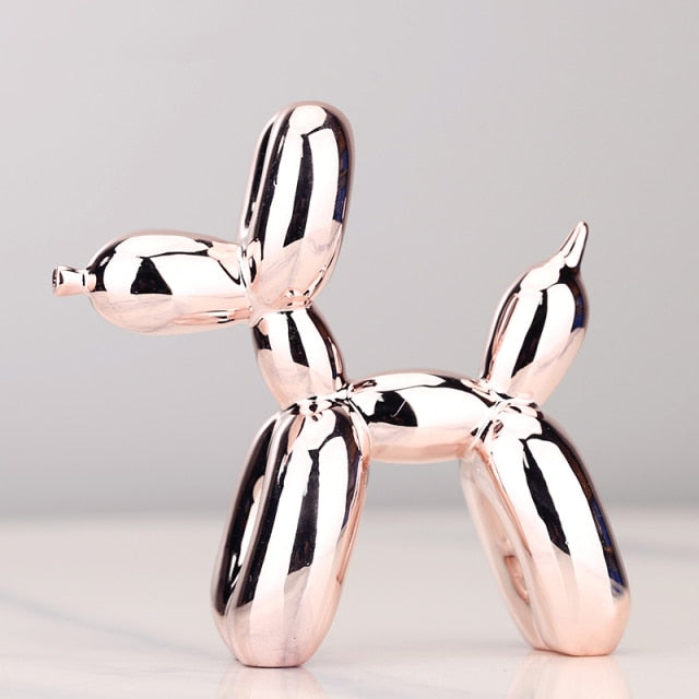 Arte contemporáneo: perro de globo metálico. Escultura única para sala o despacho.