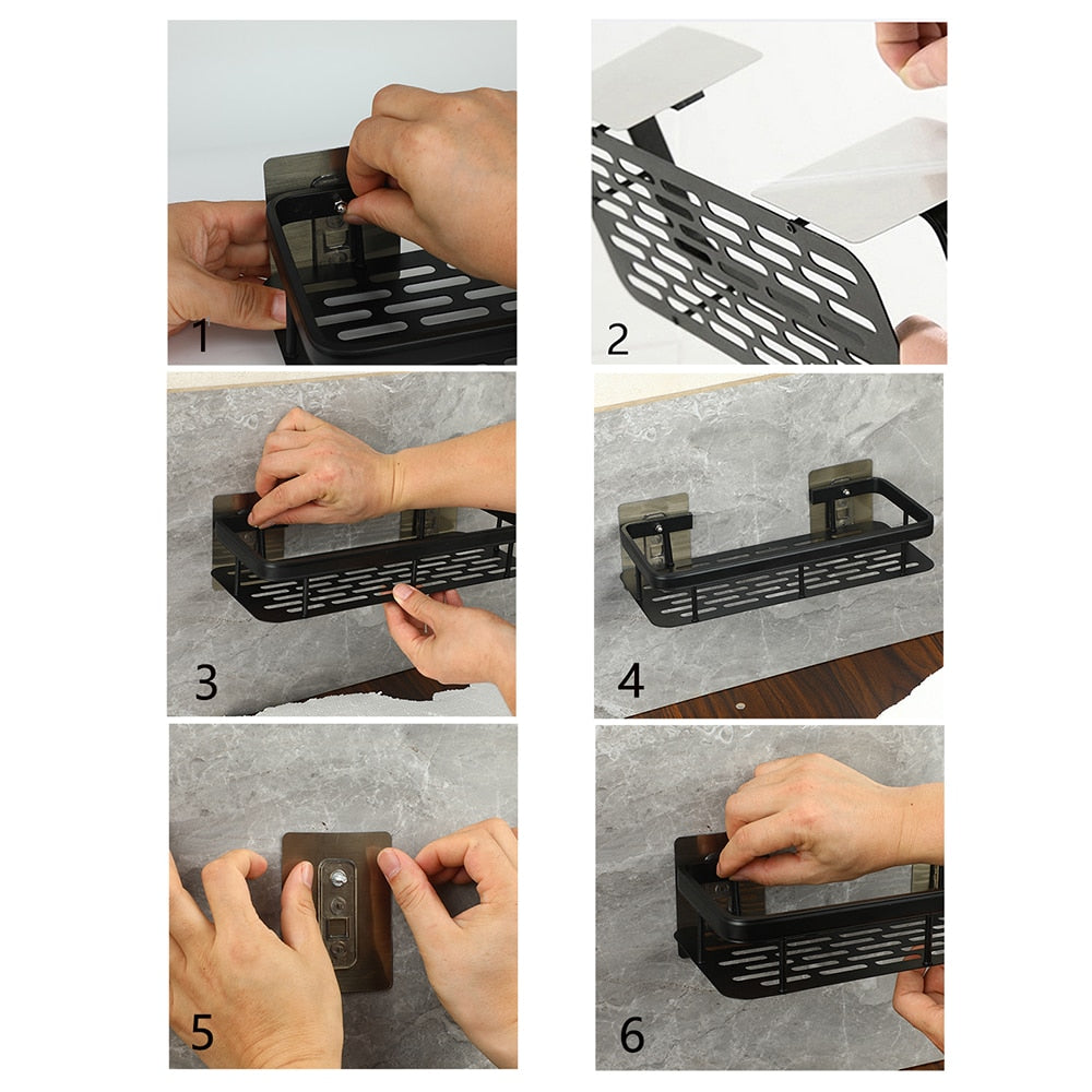 Estante de pared para baño con ventosas, ofrece un almacenamiento extra y fácil acceso en la ducha.