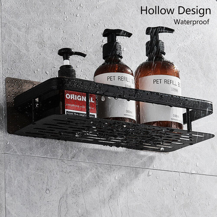 Soporte de ducha con ventosa, estante de pared para almacenamiento de baño, solución sin taladros.