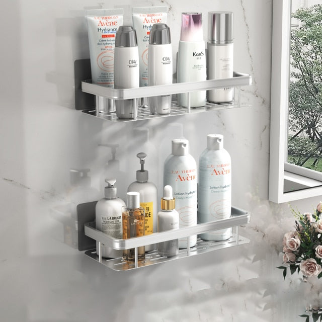 Estante de pared para baño, con tecnología de ventosas, optimiza el espacio de almacenamiento en la ducha.