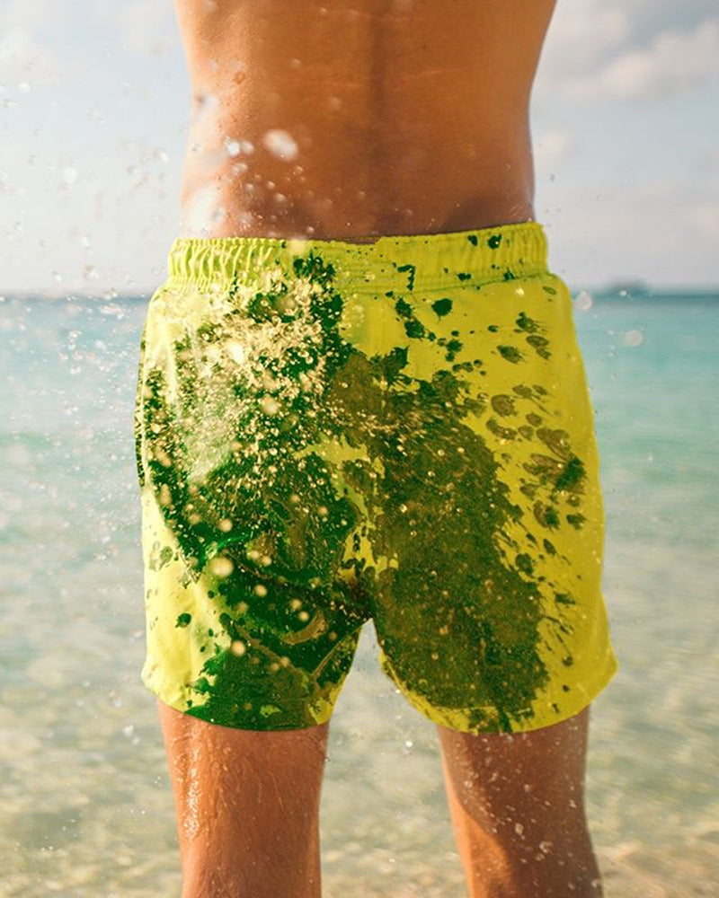 Shorts de baño divertidos con tecnología de cambio de color. Perfectos para niños y hombres en la piscina o la playa.