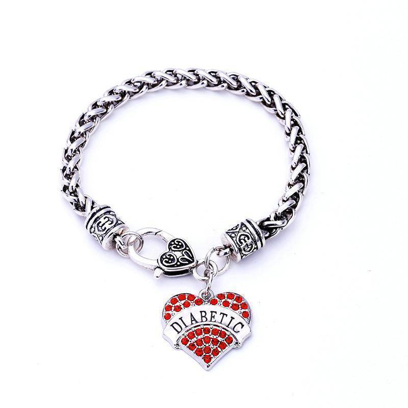 Elegante pulsera de alerta médica para mujer con cristales. Identificación esencial para diabetes, protección y seguridad.