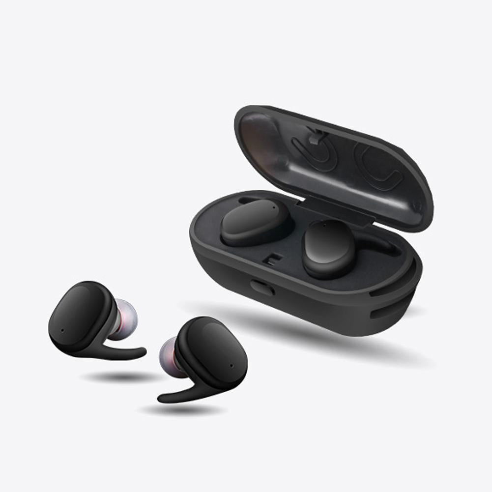 Mini auriculares inalámbricos impermeables Bluetooth para deporte. Ajuste seguro y sonido claro.