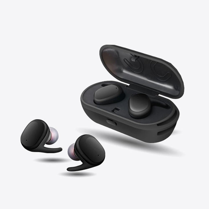 Mini auriculares inalámbricos impermeables Bluetooth para deporte. Ajuste seguro y sonido claro.
