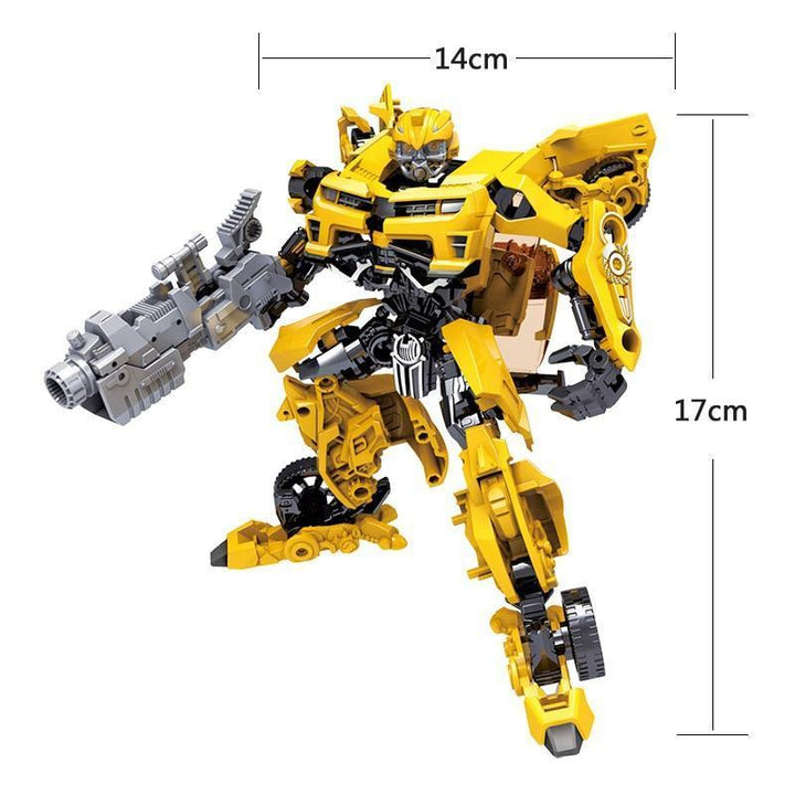 Optimus Prime y Bumblebee en pose de acción, figuras Transformer transformables, juguete niños.
