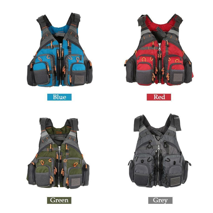 Chaleco de flotación seguro para pesca deportiva y kayak, ajustable y reflectante.