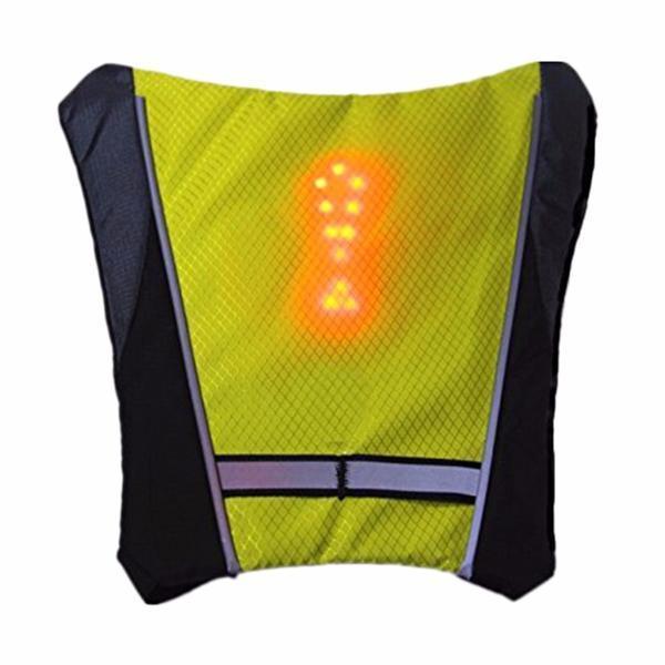 Vista lateral del chaleco LED reflectante, mostrando su diseño ergonómico y máxima visibilidad.