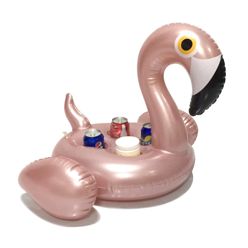 Soporte flotante de bebidas para piscina con diseño de flamenco, perfecto para relax de verano.