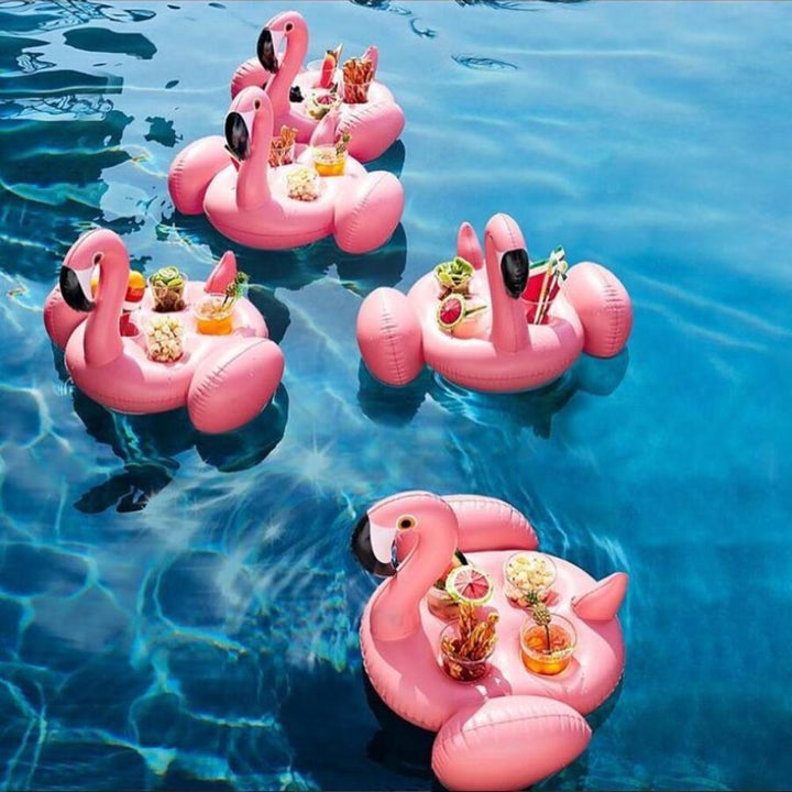 Portavasos flotante flamenco, accesorio ecológico para bebidas en piscina y fiestas de verano.