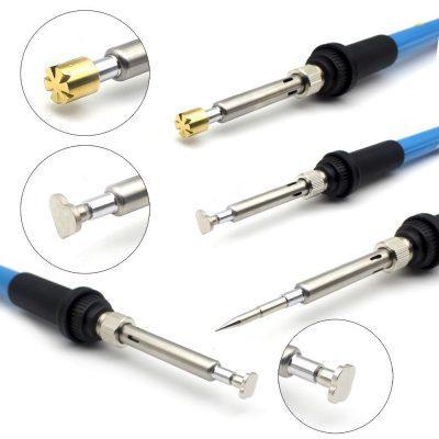 Puntas de soldadura y pirograbado incluidas en el kit multiusos para trabajar madera, cuero y soldar.