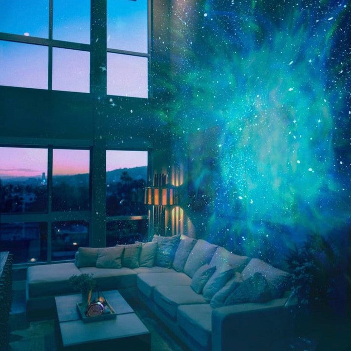 Proyector de galaxia con estrellas y nebulosa, ideal para crear un ambiente relajante en la habitación.