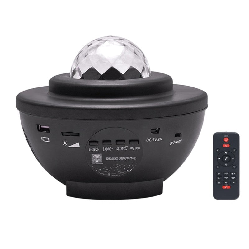 Proyector de galaxia con estrellas brillantes y altavoz Bluetooth, perfecto para luz nocturna y ambiente.