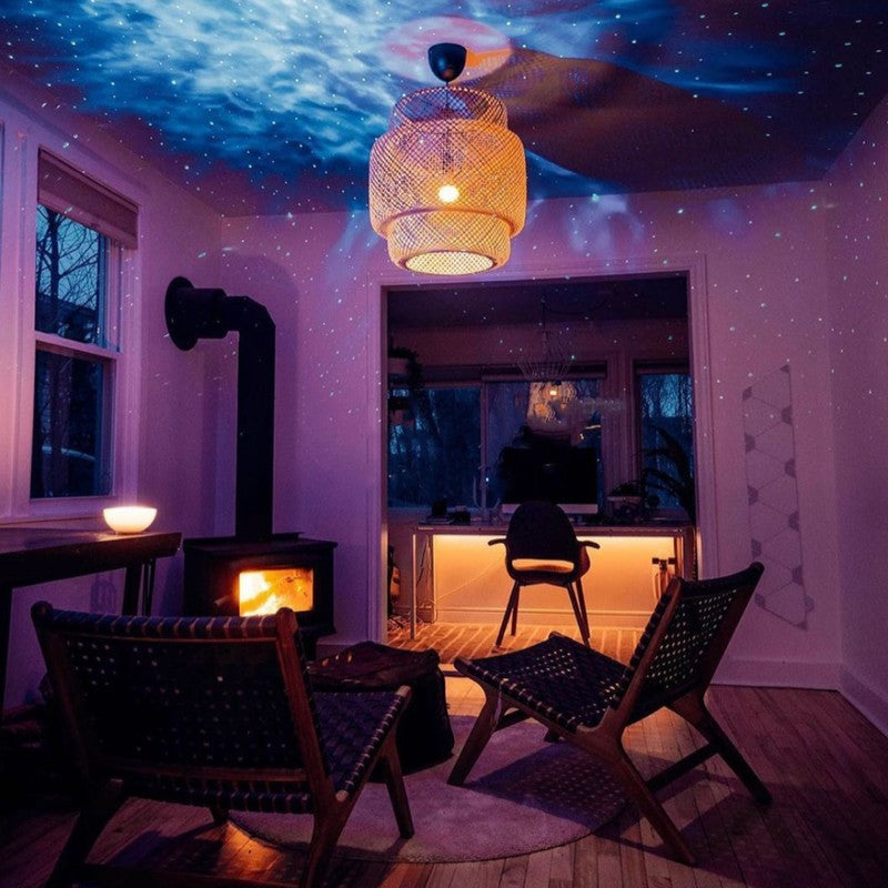 Proyector de galaxia con altavoz Bluetooth para música y luces de estrellas. Lámpara de ambiente relajante.