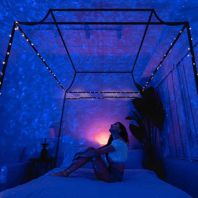 Lámpara proyector de galaxia con estrellas y función de altavoz Bluetooth. Luz nocturna para hogar.