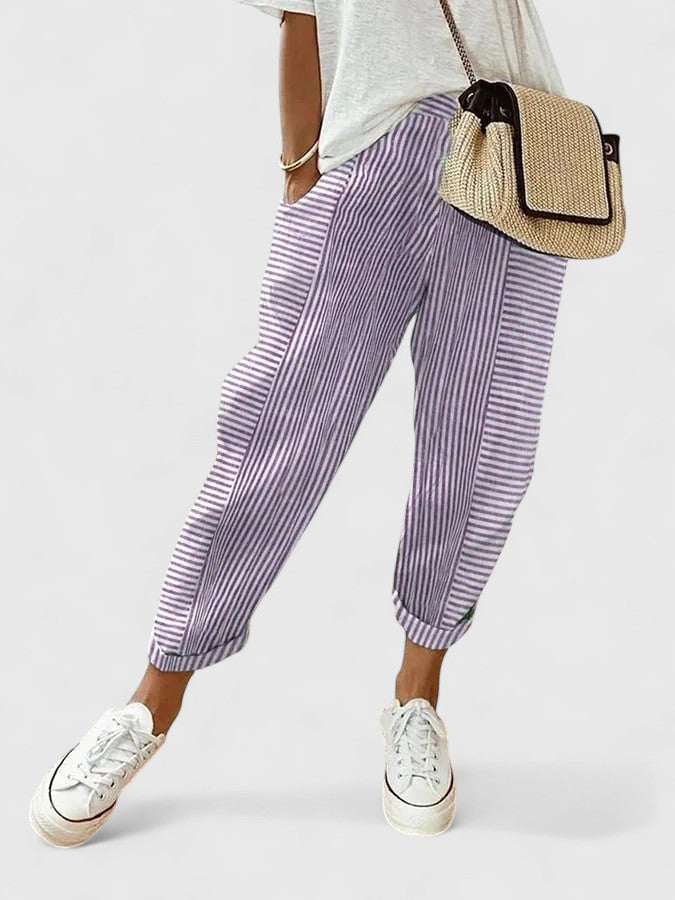 Pantalones ligeros de verano con cintura elástica para mujer. Ropa holgada y cómoda para moda femenina.