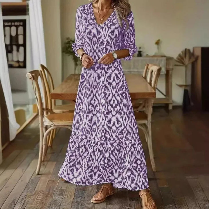 Vestido de verano mujer perfecto para la playa o paseo. Diseño con escote en V y mangas cortas, ropa fresca.