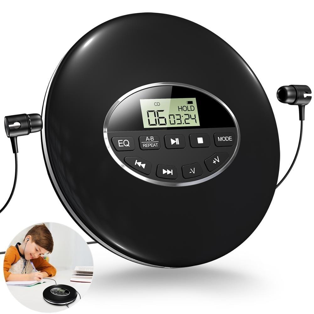 Reproductor CD portátil compacto para coche, sonido nítido en movimiento. Ideal para música en carretera.