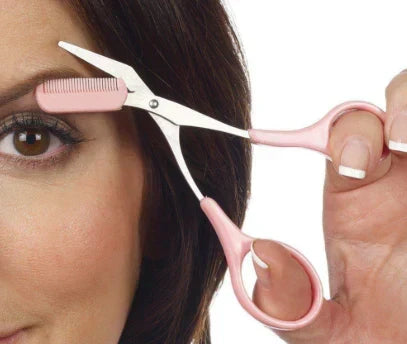 Tijeras de cejas de acero inoxidable para depilación precisa y definición perfecta.