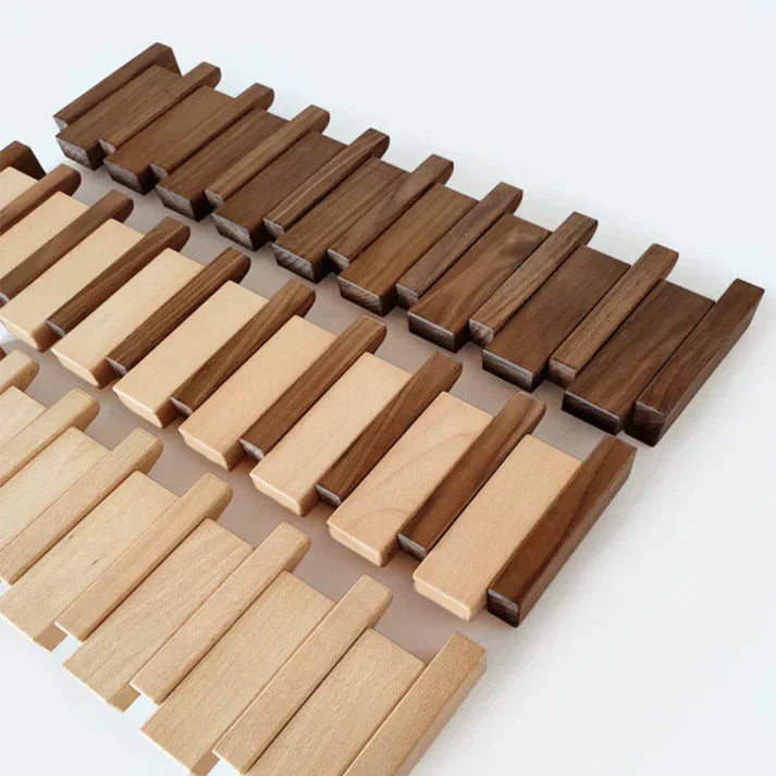 Colgador de abrigos de madera haya, diseño piano para decoración del hogar y entradas.