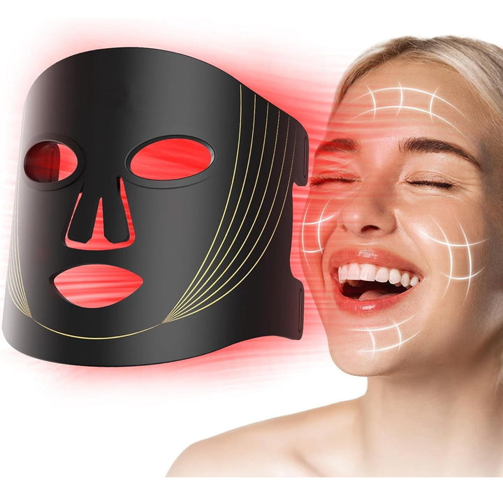 Máscara facial LED de terapia de luz, manos libres, para cuidado de piel y antienvejecimiento.